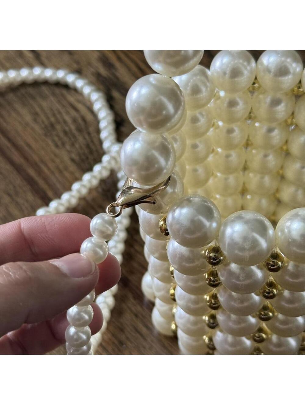 🦪 Vintage Faux Pearl Beaded Mini Bag - Picture 4 of 6